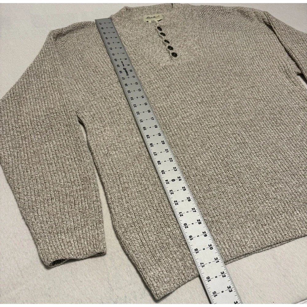 Eddie Bauer Sweater Mens XL Beige Henley Pullover Vintage USA Grandpacore - Picture 7 of 8